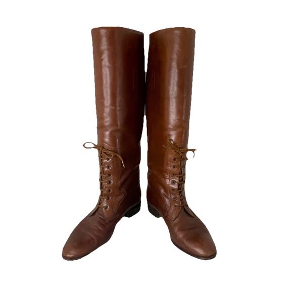 VTG Delman Tall Riding Boots Brown Italian All Leather Equestrian Horse Riding 8 - Picture 4 of 15
